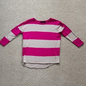The Limited Fuchsia and Beige Striped Long Sleeve Top